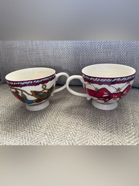 Brighton White Ceramic Mugs with Multicolored Jeweled Chain/ LoveMotif